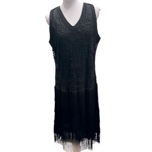 Vintage 20's Style Flapper Fringe
Sheath Dress‎ Black Large Krochetta